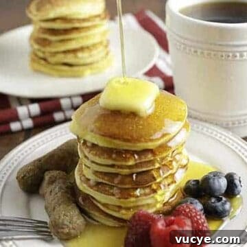 picture of keto pancakes and syrup on white plate