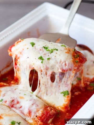 Spatula filled with chicken breasts topped with melted provolone cheese topped with fresh basil.