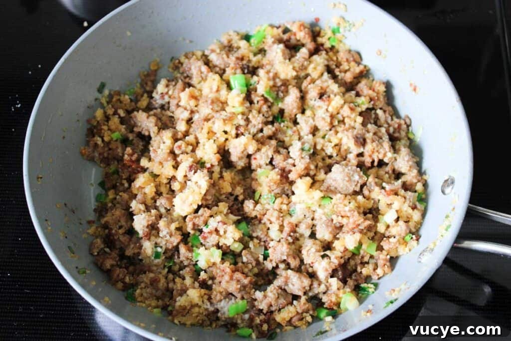 Italian-Style Stuffed Mushrooms with Garlic & Parmesan 8 mushroom stuffing in bowl