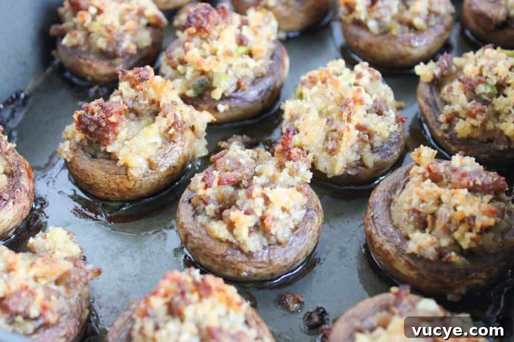 Italian-Style Stuffed Mushrooms with Garlic & Parmesan 9 stuffed mushrooms before baking