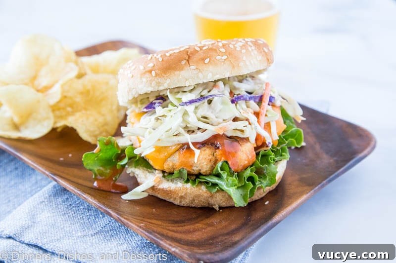 Buffalo chicken burger close up