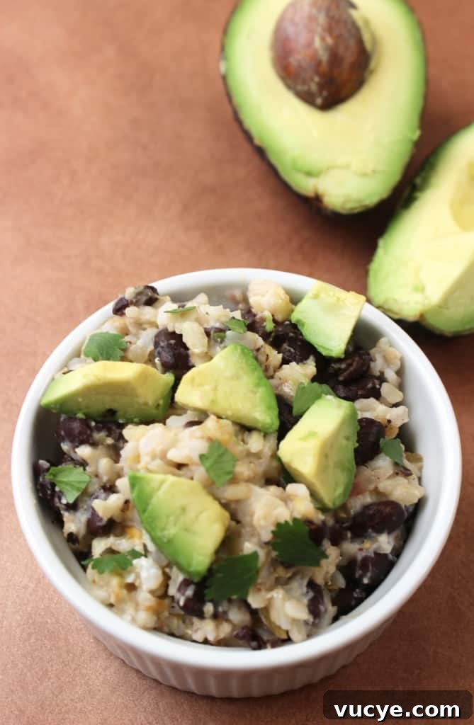 homemade burrito bowl with avocado