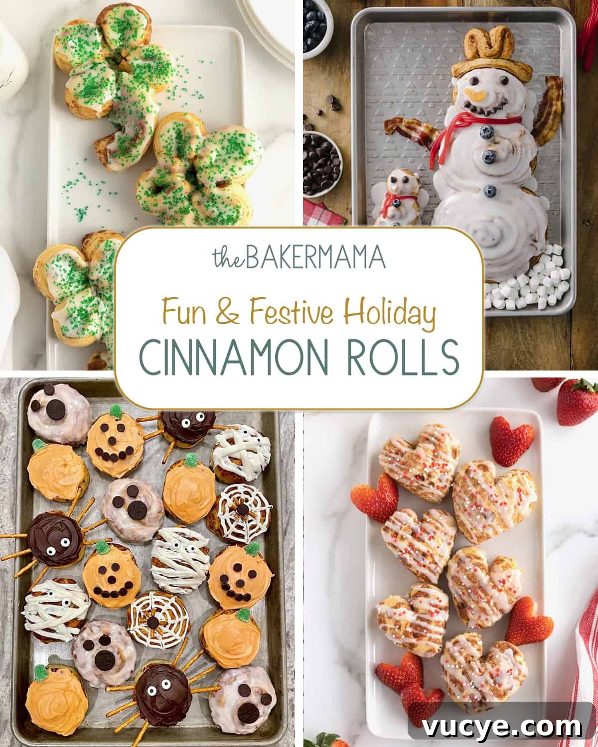 St. Patrick's Day Cinnamon Rolls with Irish Cream Glaze 10 Fun and Festive Holiday Cinnamon Roll Recipes by The BakerMama