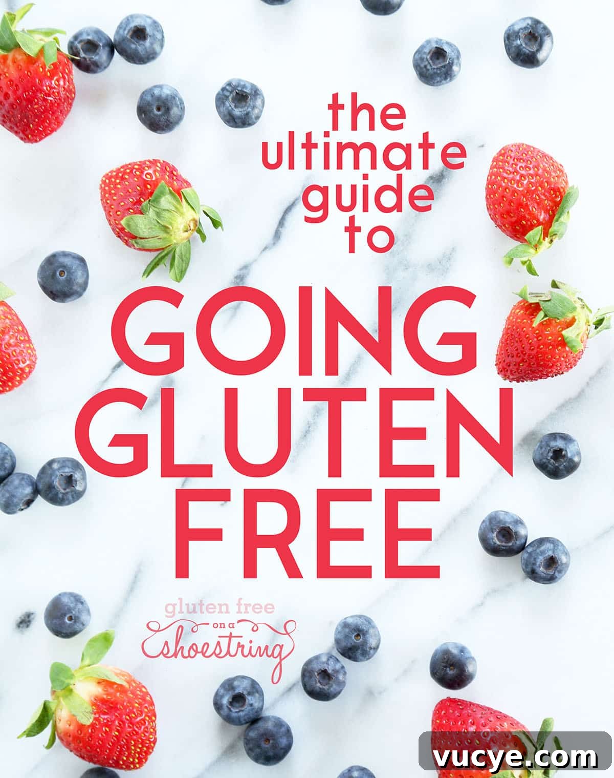 Gluten-Free Diet Guide for Beginners: What to Eat and Avoid 2 gluten free diet basics words on marble surface with fresh brightly colored red and blue fruits