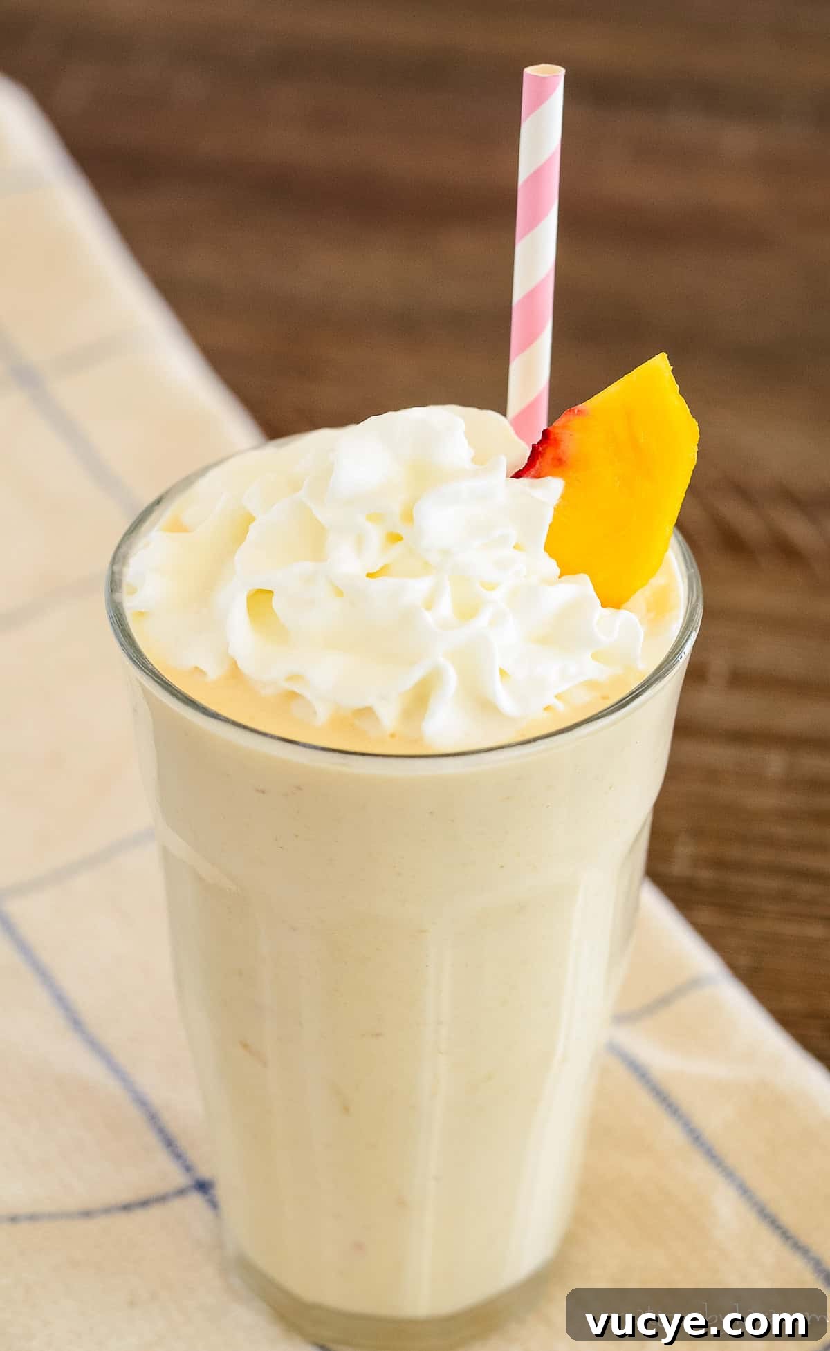Homemade Peach Milkshake Recipe: Creamy Fresh Peach Shake 2 fresh peach milkshake with whipped cream