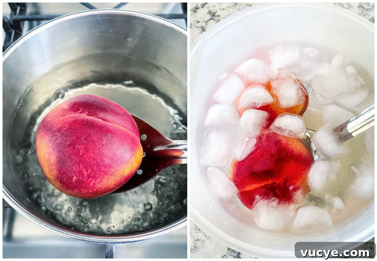 Homemade Peach Milkshake Recipe: Creamy Fresh Peach Shake 6 blanching peaches for peeling