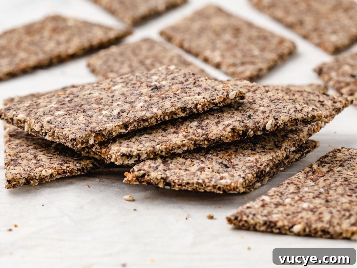 Grain free crackers stacked on top of each other.