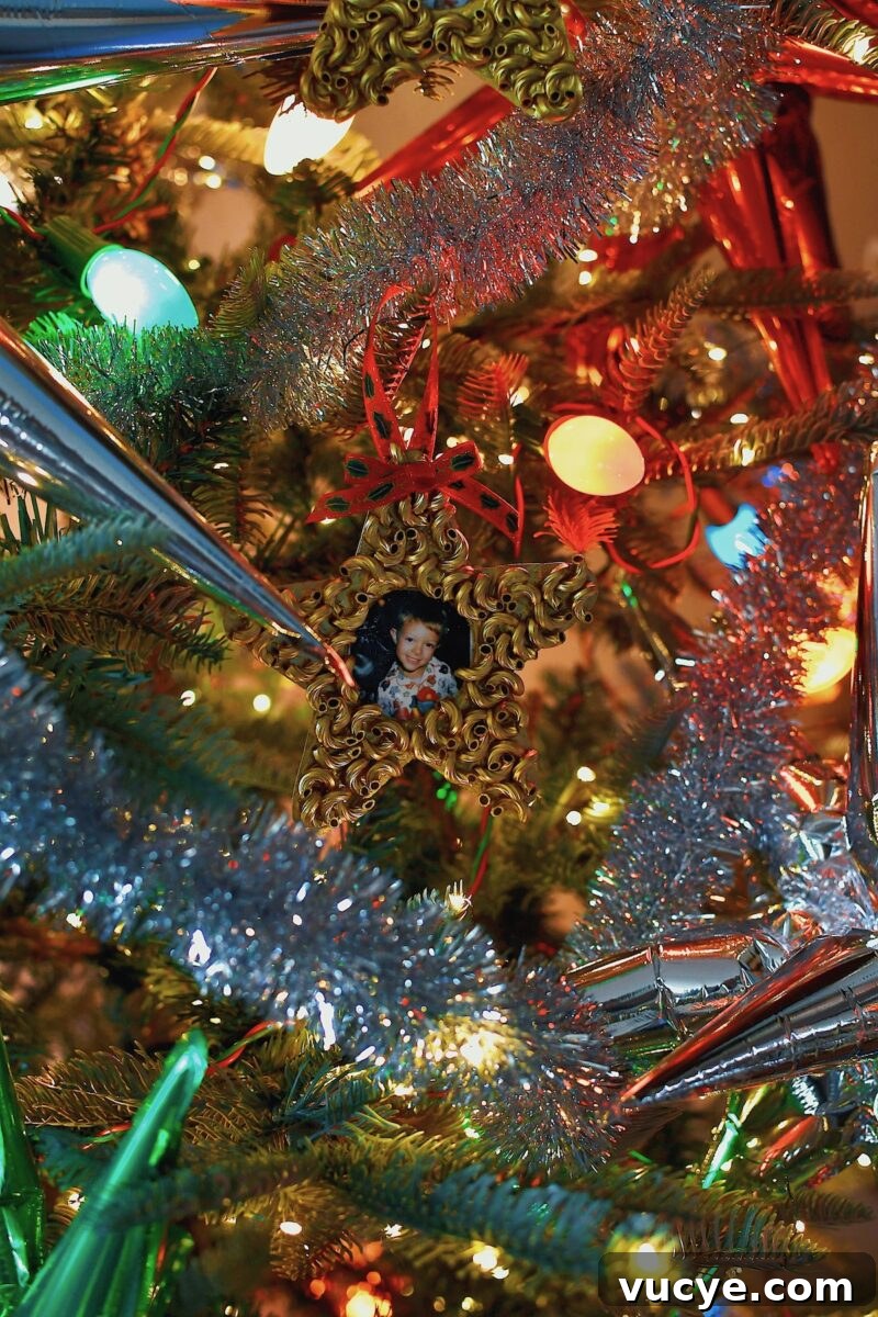 Handmade Pasta Christmas Ornaments: DIY Holiday Decorating Ideas 12 Macaroni Start Pasta Christmas Ornament, photo of Greyson on a beautifully decorated tree.