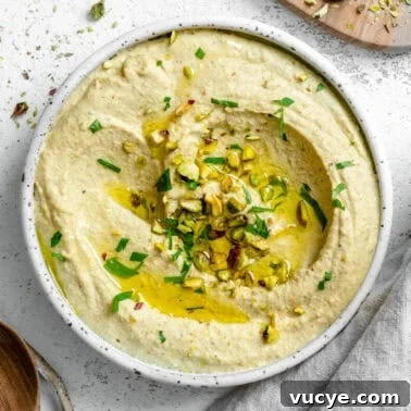 Completed Pistachio Hummus in a bowl.