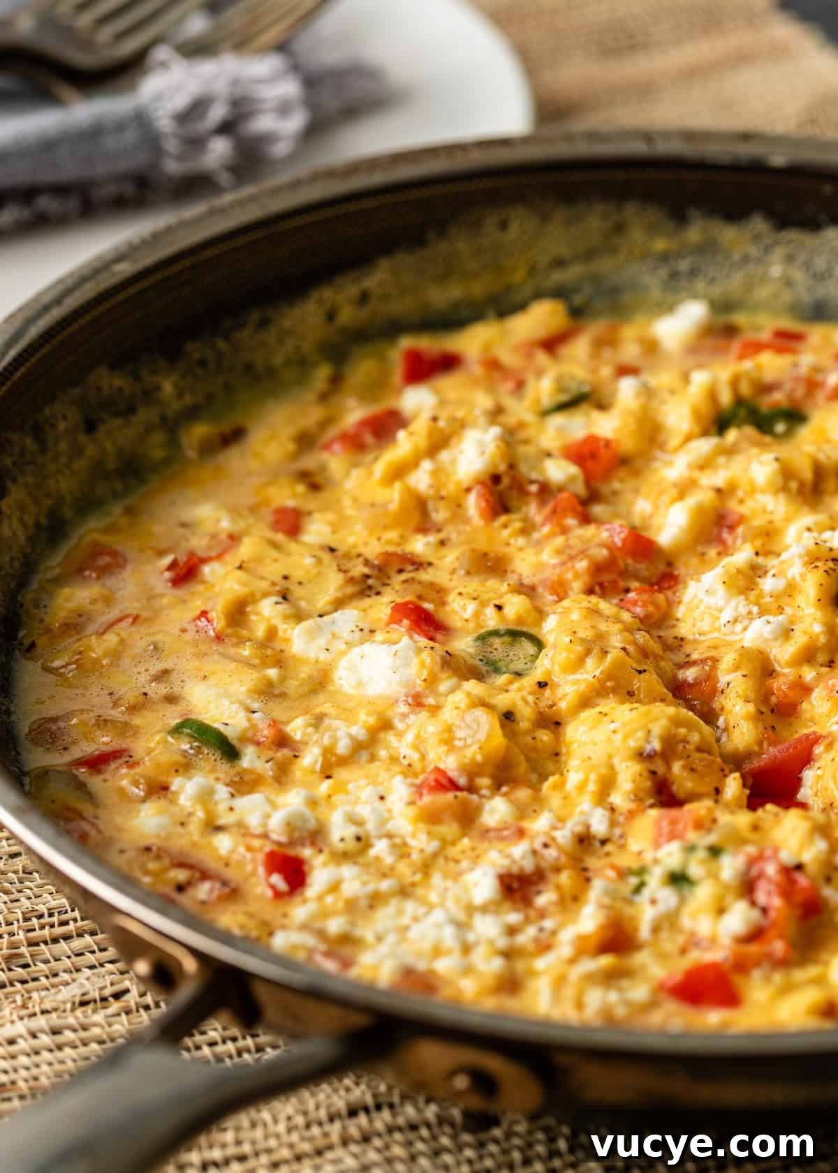 closeup: my menemen recipe cooking in a skillet