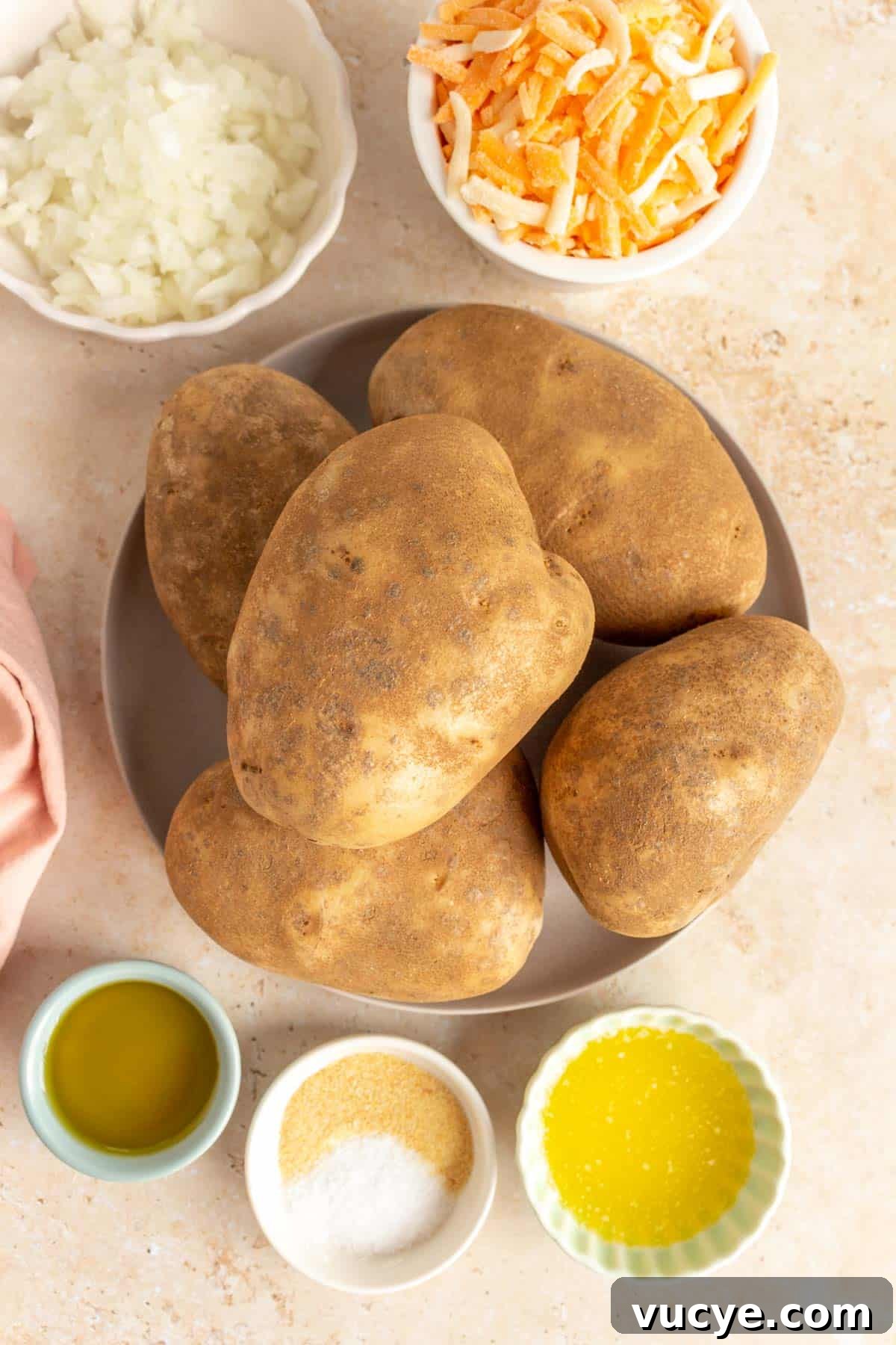 Ingredients needed to make sheet pan hash browns.