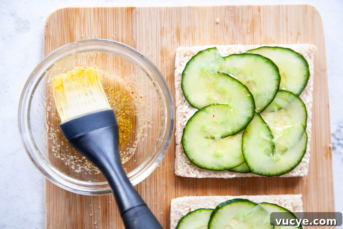Cucumber sandwich close-up