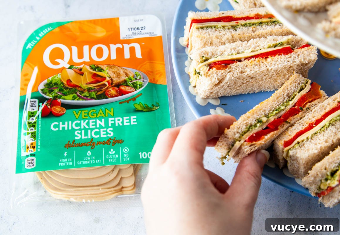 Vegan chicken pesto sandwiches
