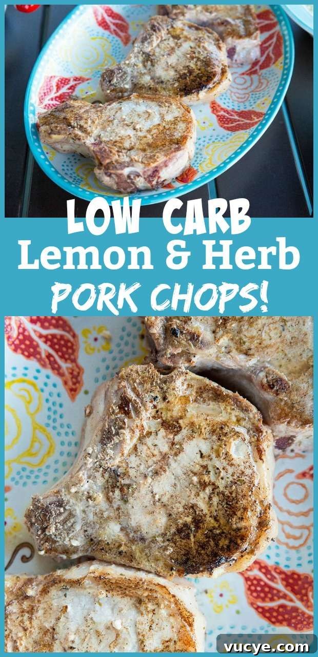 Lemon and herb low carb pork chops #lowcarb #pork #porkchops #lemon #herb