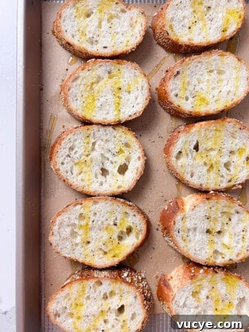 Whipped Goat Cheese and Blackberry Crostini Recipe 12 Crostini with olive oil.