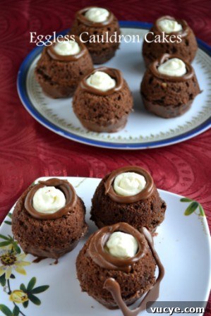 Vegan Cauldron Cake Recipe: Moist, Egg-Free Halloween Dessert 2 Handle less cauldron cakes