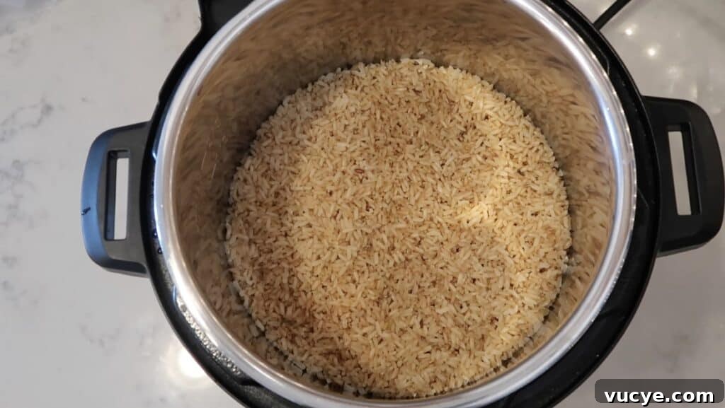 Instant Pot Ginger Scallion Chicken and Rice Bowl 15 Cooked rice in pot