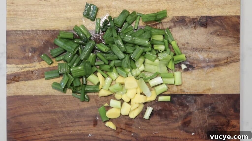 Instant Pot Ginger Scallion Chicken and Rice Bowl 7 Peeled and roughly chopped ginger and scallions