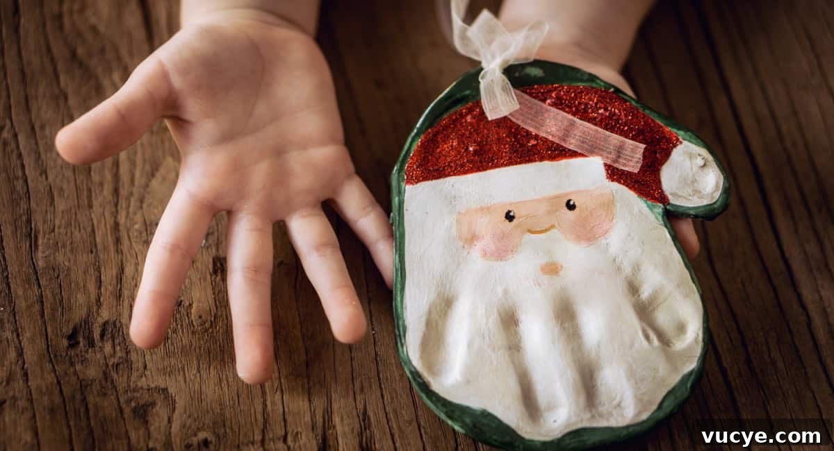 a hand printed santa ornament using a salt dough recipe