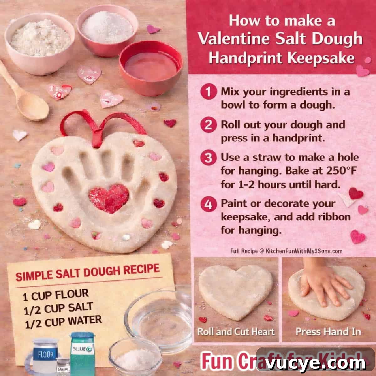 Valentine's Day Salt Dough Recipe for Handprint Keepsake