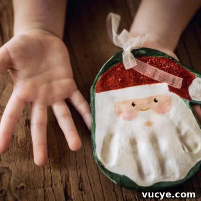 a handprint Santa for a Christmas ornament using a Salt Dough Recipe feature