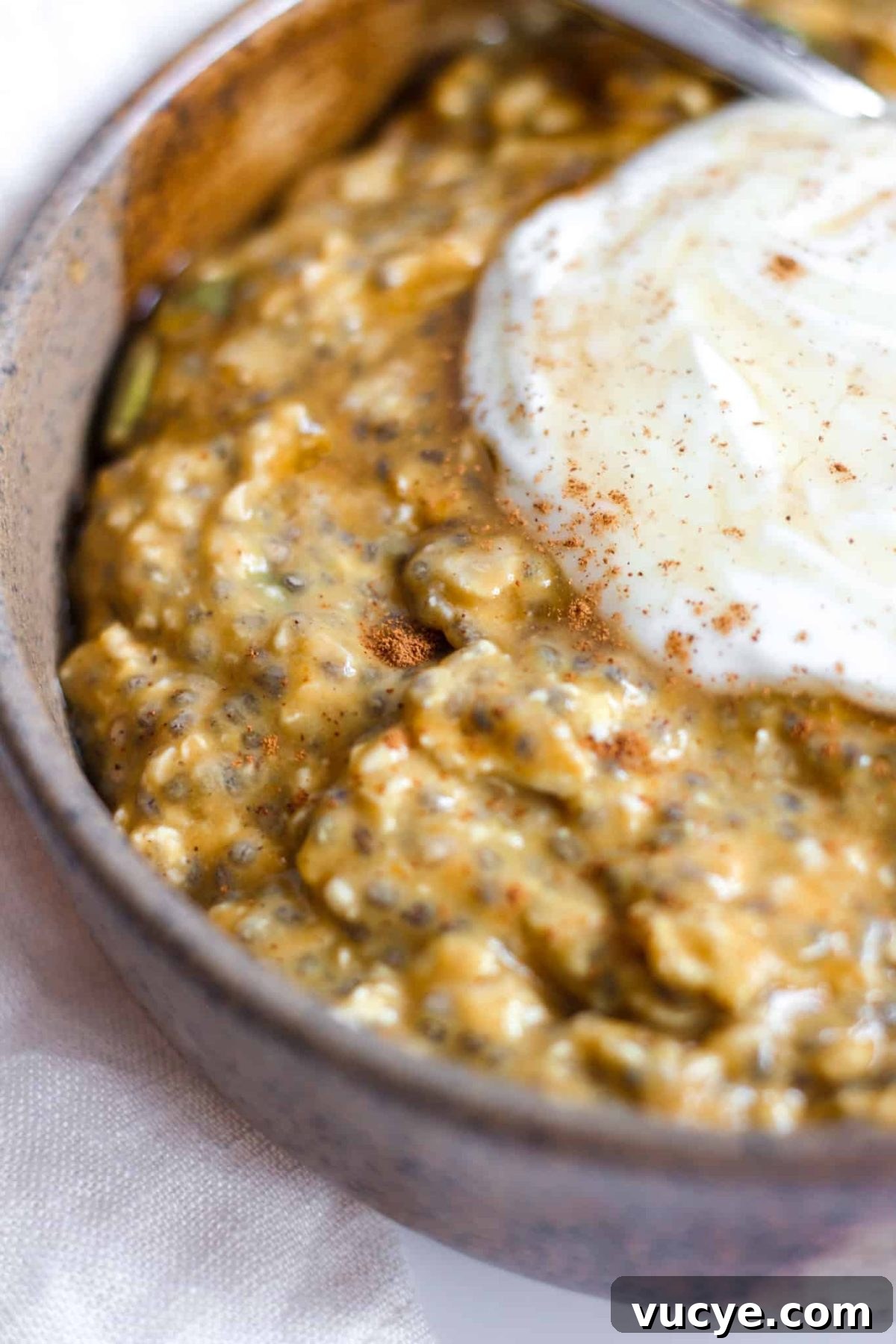 Healthy Gluten-Free Pumpkin Overnight Oats Healthy Pumpkin Spice Overnight Oatmeal with Yogurt and Cinnamon