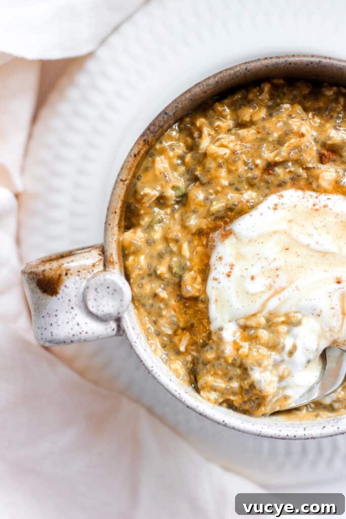 Pumpkin Overnight Oats Recipe for Fall Breakfast 3 Healthy Pumpkin Spice Overnight Oatmeal with Greek Yogurt and Honey