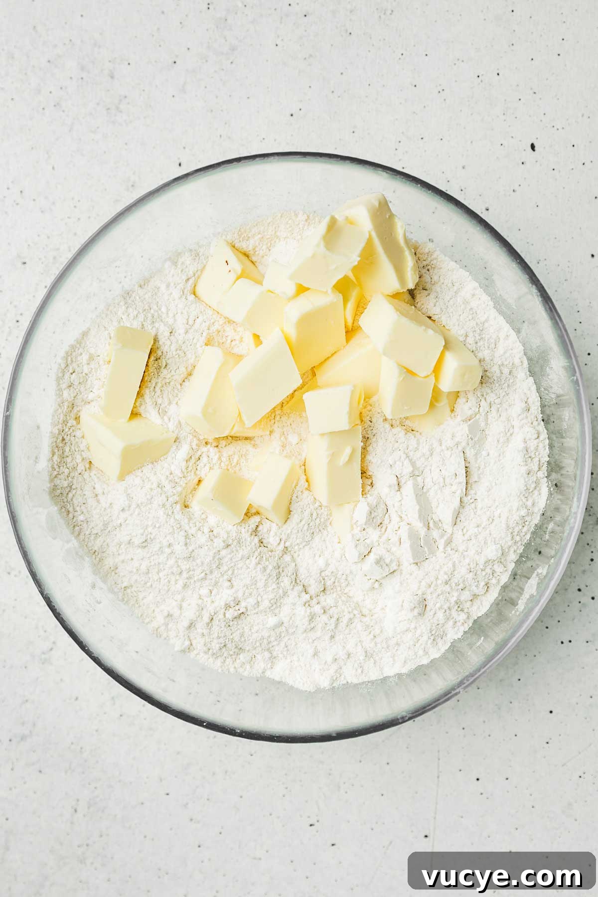 bowl with dry ingredients and butter