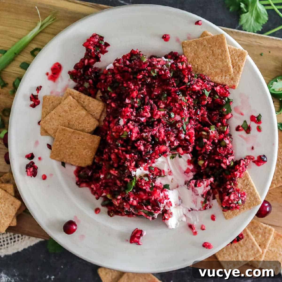 Creamy Cranberry and Cream Cheese Dip for Parties 13 block of cream cheese with cranberry salsa