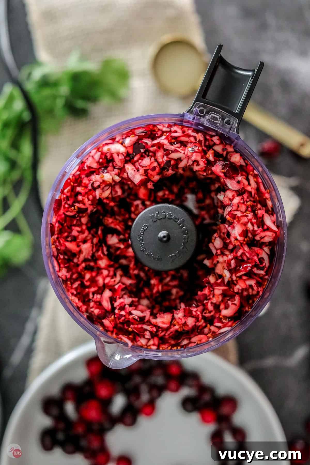 Creamy Cranberry and Cream Cheese Dip for Parties 5 bowl of minced cranberries