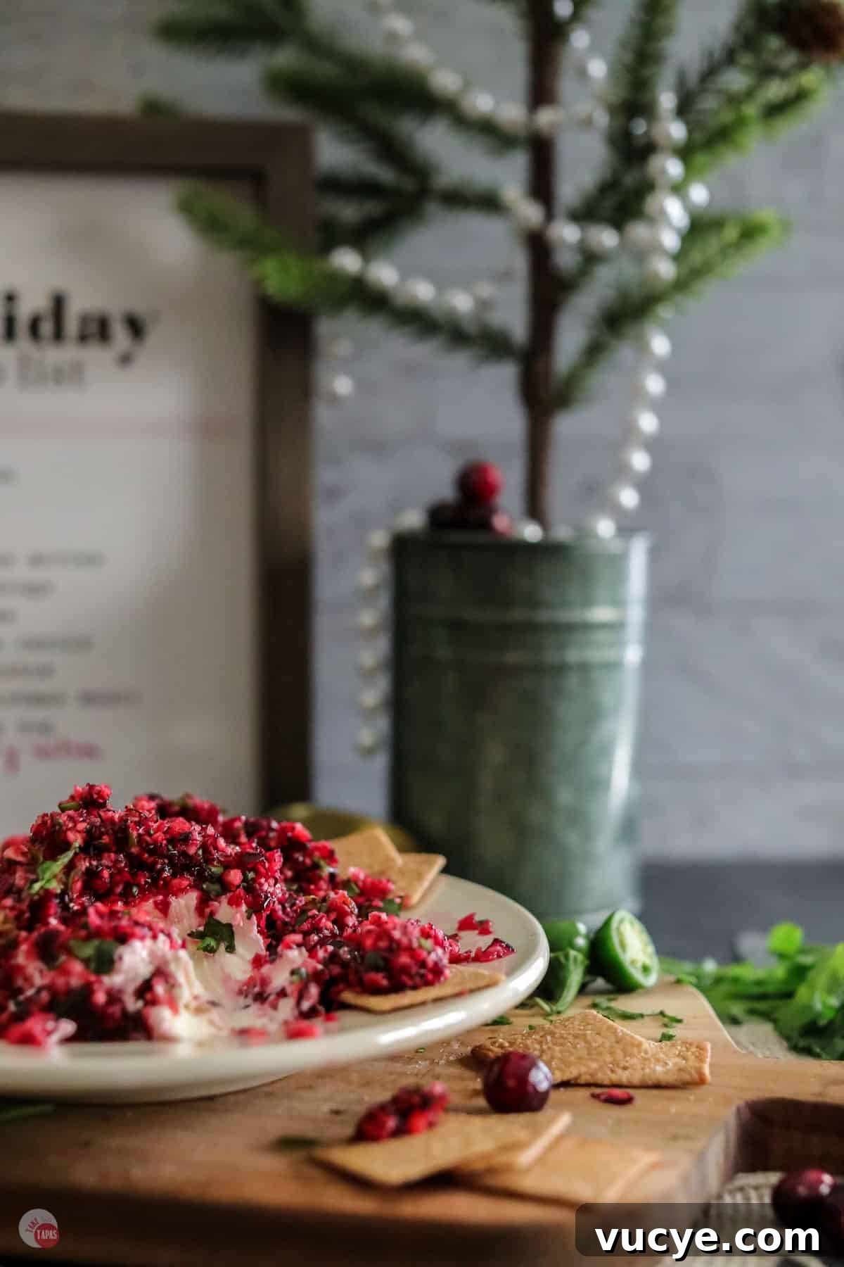 Creamy Cranberry and Cream Cheese Dip for Parties 10 plate of cranberry and cream cheese