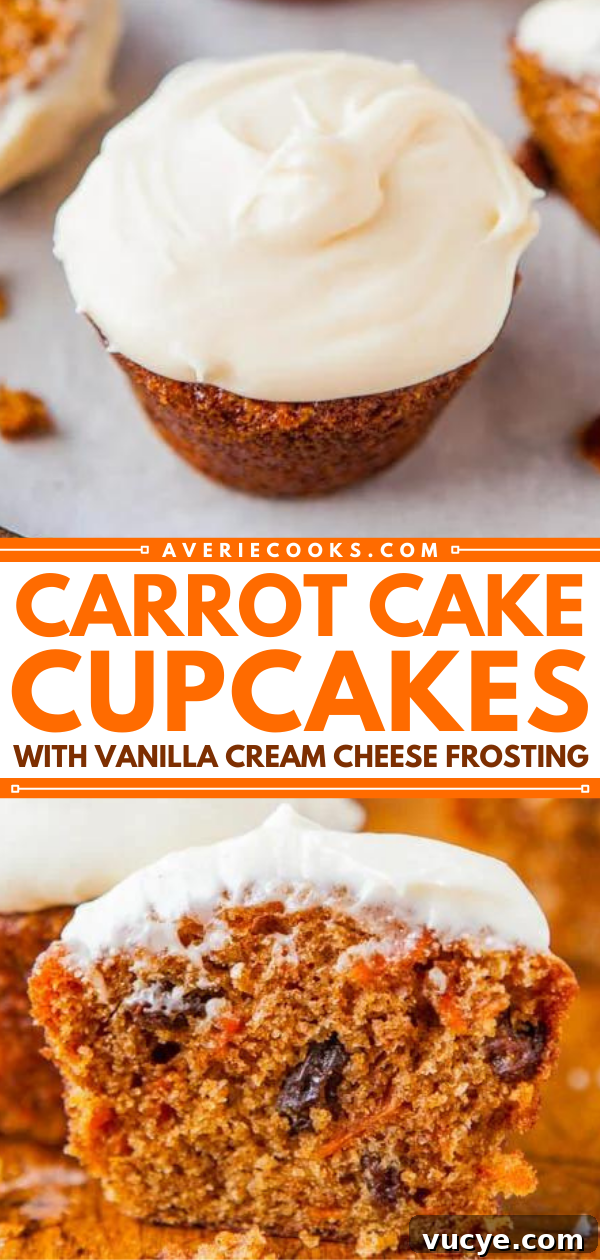 Carrot Cake Cupcakes with Vanilla Cream Cheese Frosting Recipe 7 Carrot Cake Cupcakes Pinterest image.