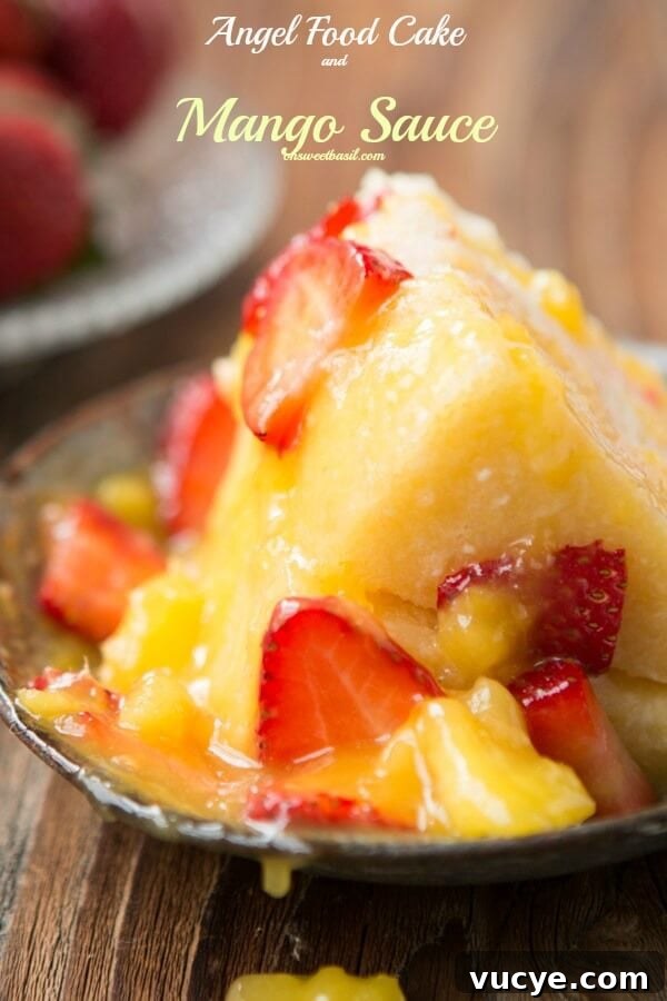 Light and Fluffy Mango Chiffon Pie Recipe 4 You have to try this totally easy dessert! It's just angel food cake and a totally lickable mango sauce ohsweetbasil.com