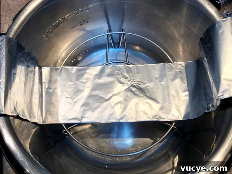 foil sling on trivet inside instant pot.
