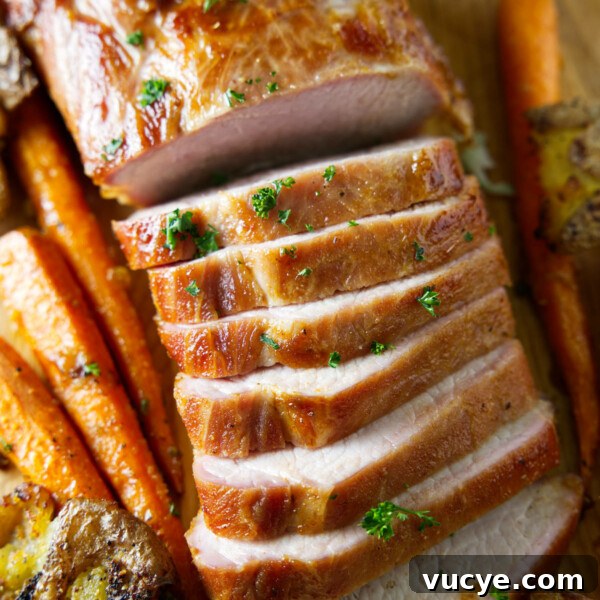 Double-Smoked Ham Techniques for Rich, Smoky Flavor 16 sliced whole smoked pork loin on cutting board