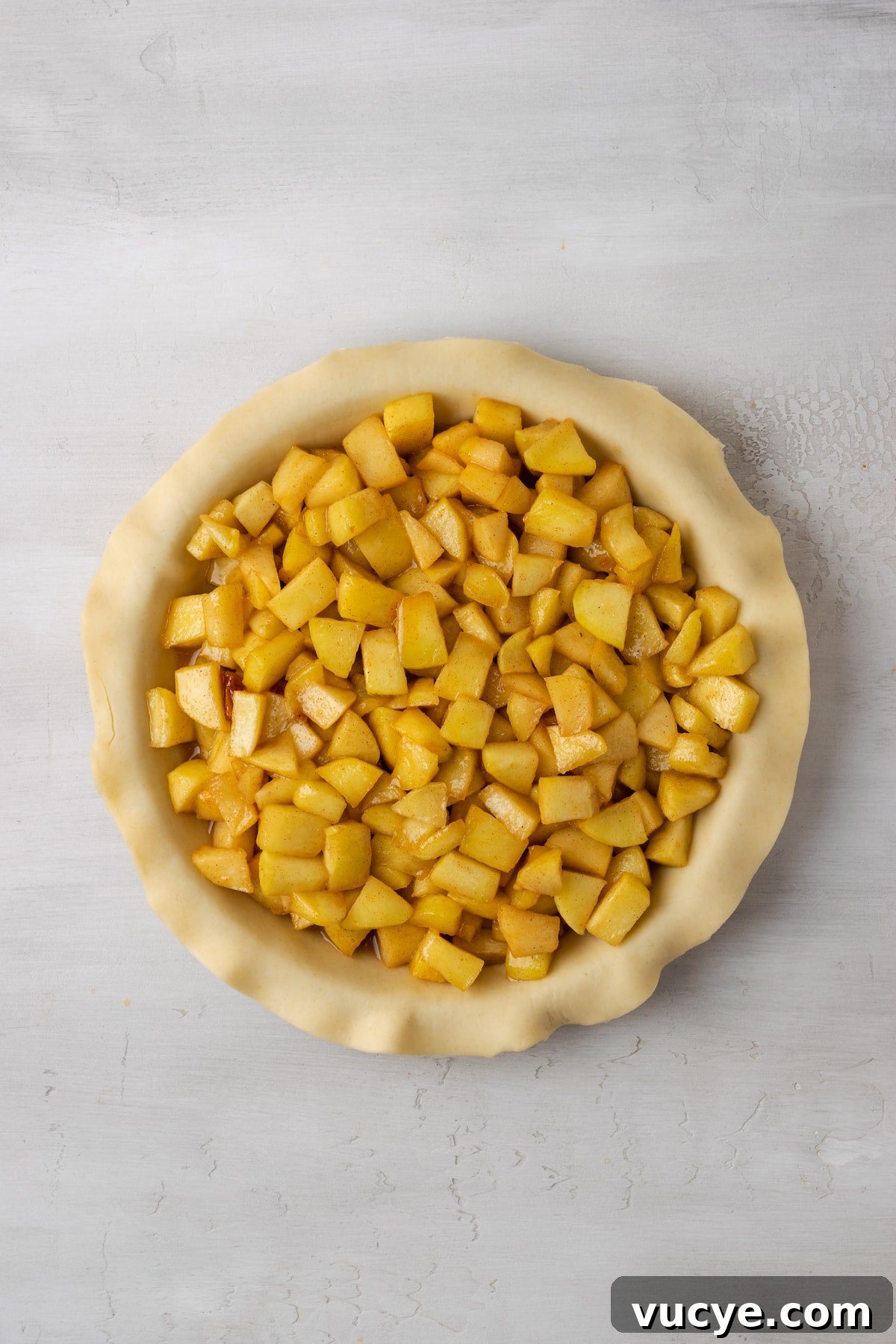 Fill it. A flaky pie crust filled with apple pie filling.