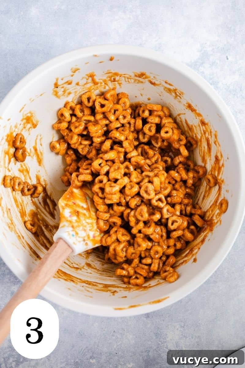 3-Ingredient Peanut Butter Cereal Bites Recipe 6 Cheerios coated in a peanut butter.