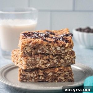 Stack of 3 peanut butter oatmeal bars.