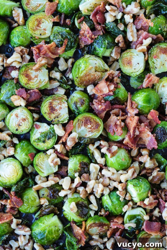 Brussels sprouts with walnuts, bacon and maple glaze