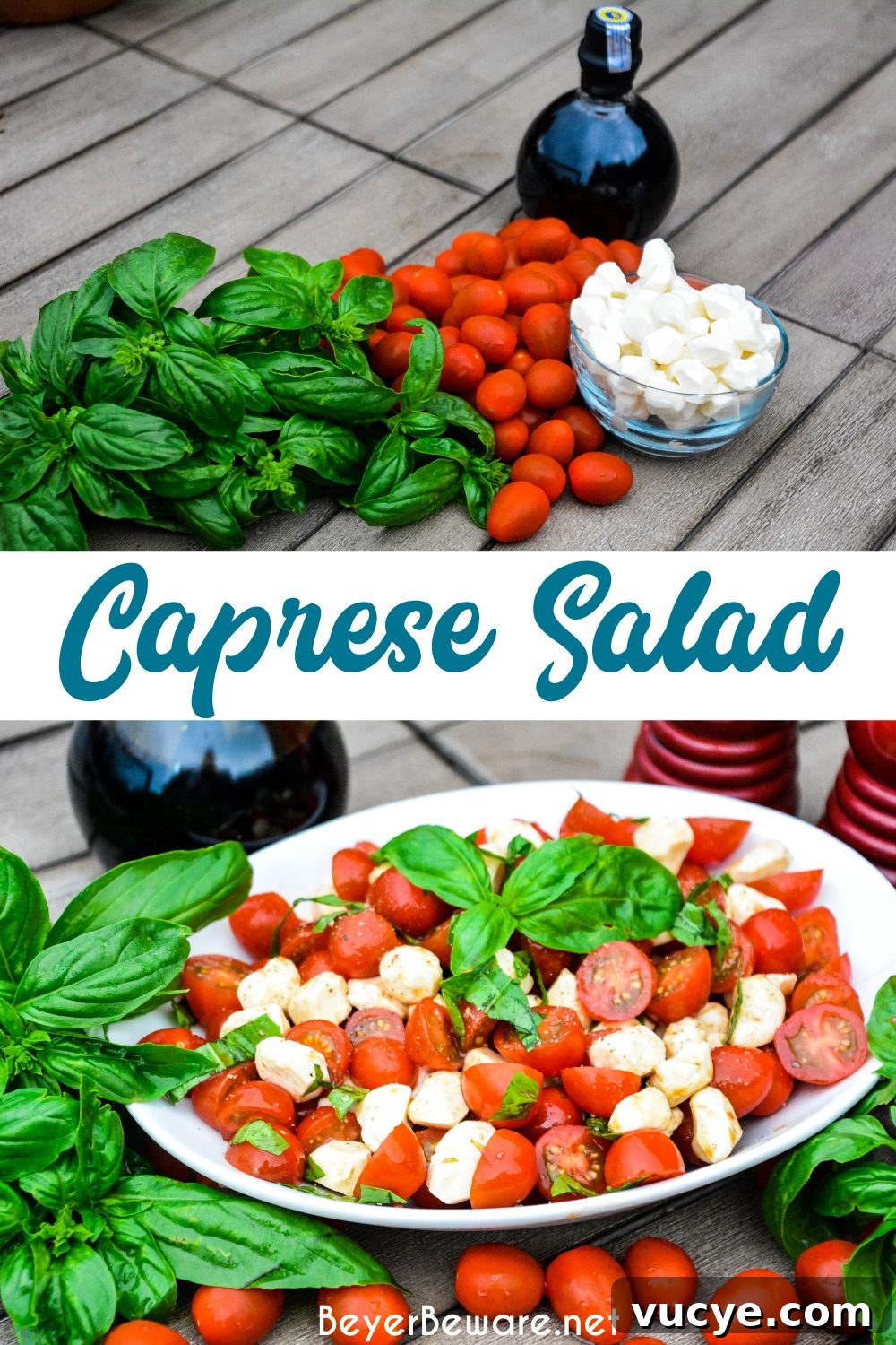Caprese Salad: Fresh Tomato, Mozzarella & Basil Recipe 15 Caprese Salad is a simple fresh tomato salad recipe made with fresh tomatoes, basil, and mozzarella with balsamic vinegar and olive oil for a quick and easy side dish all summer long.