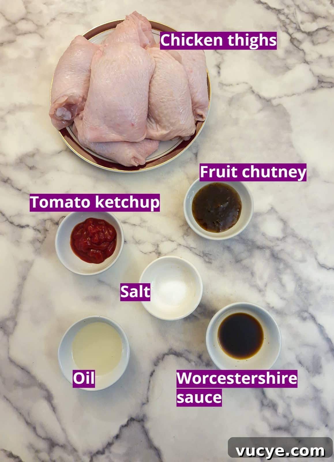 Ingredients you will need to make air fried barbeque chicken.