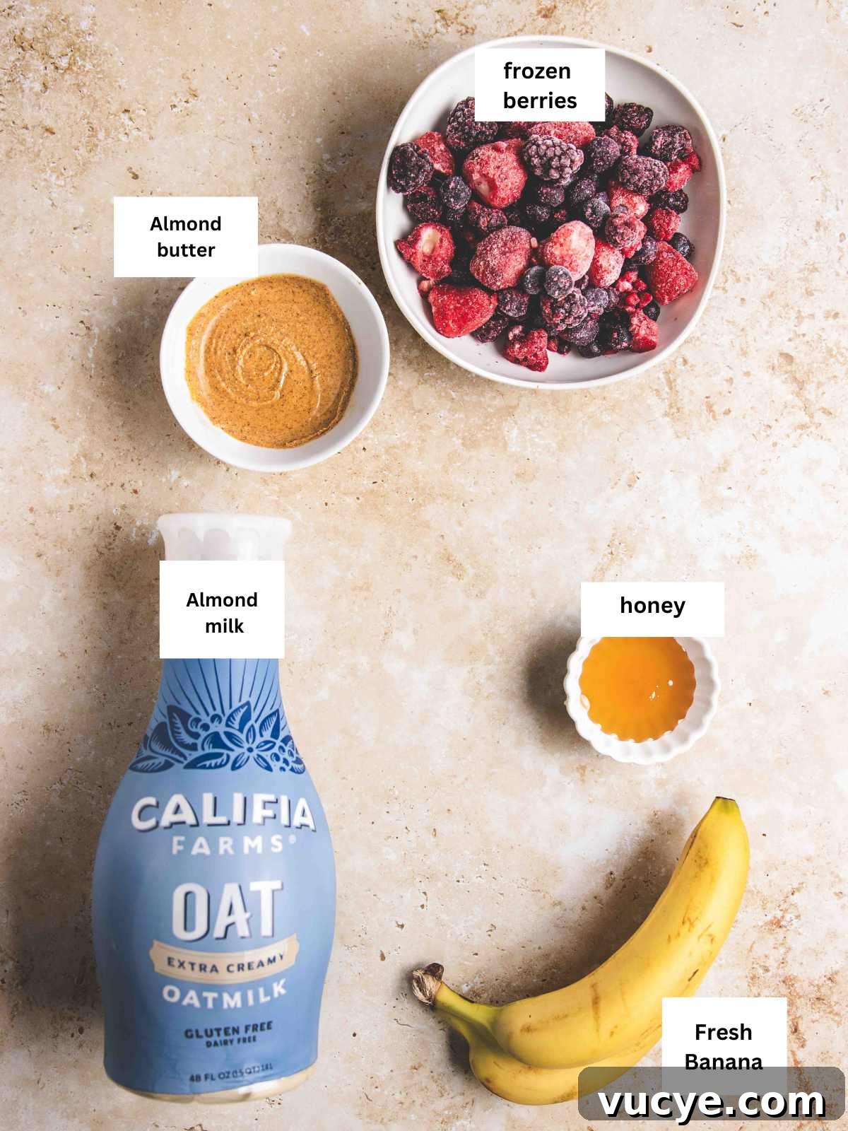 Ingredient list for the oat milk recipe