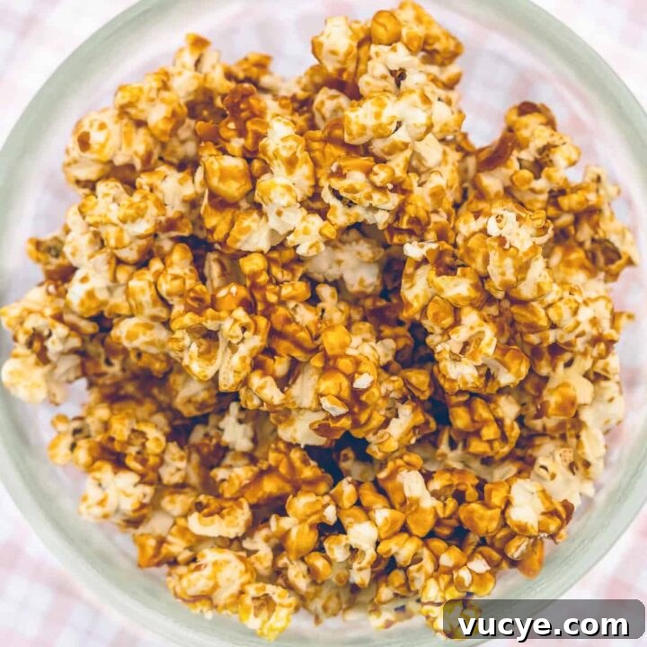 sugar free caramel popcorn in a bowl.
