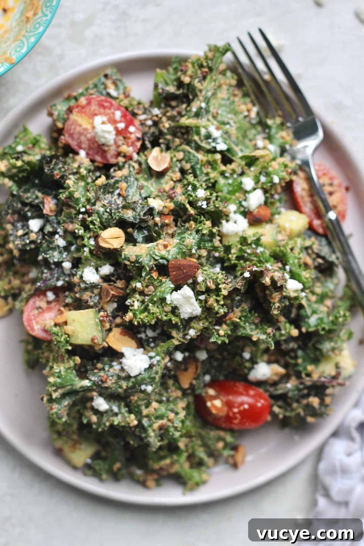 plate with kale salad.