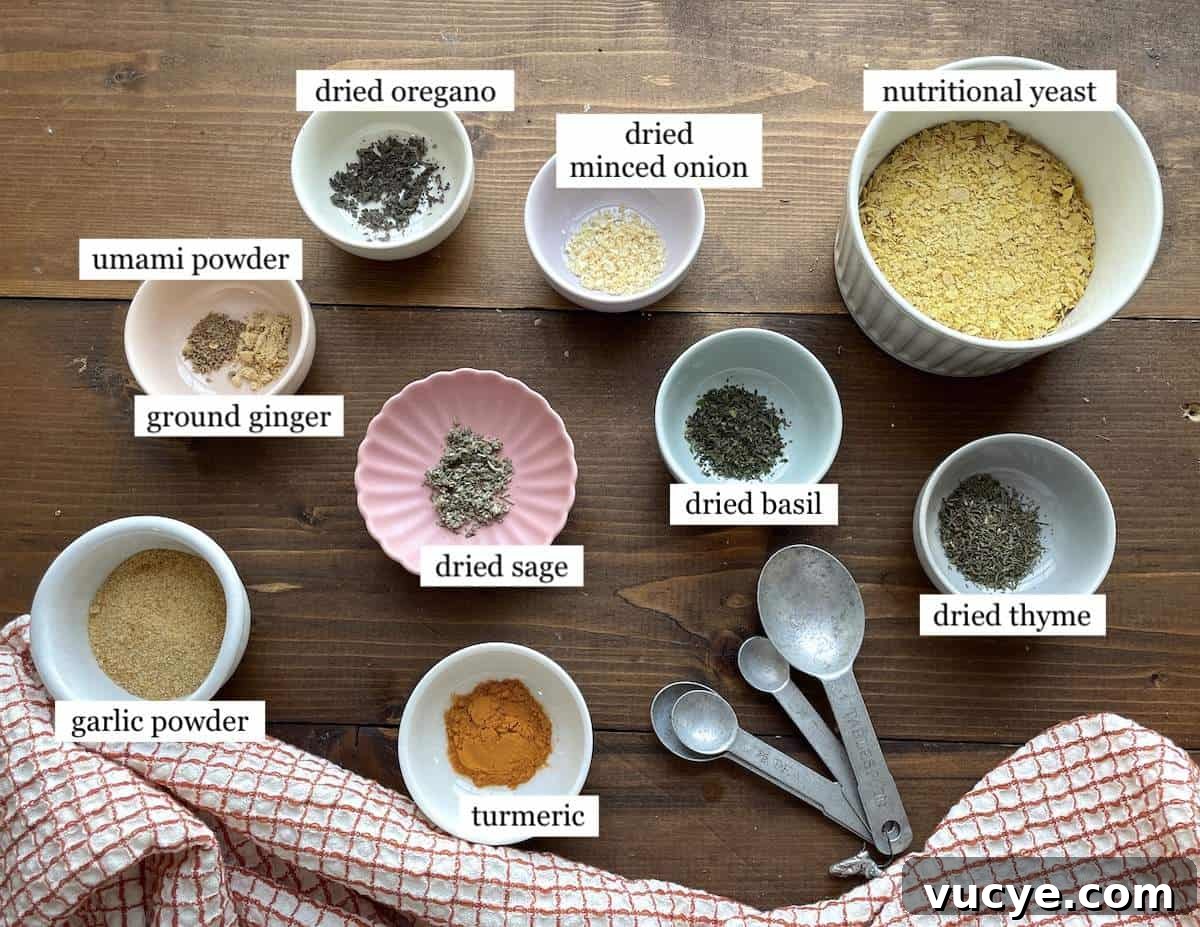 The ingredients in paleo chicken bouillon, laid out and labeled.