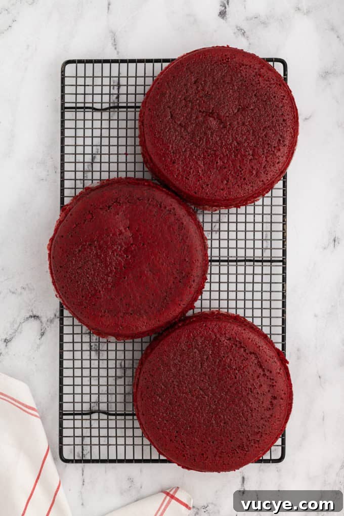 Homemade Red Velvet Cake Recipe From Scratch 14 three red velvet cakes on a wire rack