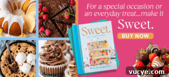 Homemade Red Velvet Cake Recipe From Scratch 19 A cookbook titled Sweet by Beth Baumgartner is surrounded by images of cakes, cookies, cupcakes, and chocolate-dipped strawberries. Text reads: For a special occasion or an everyday treat...make it Sweet. BUY NOW.