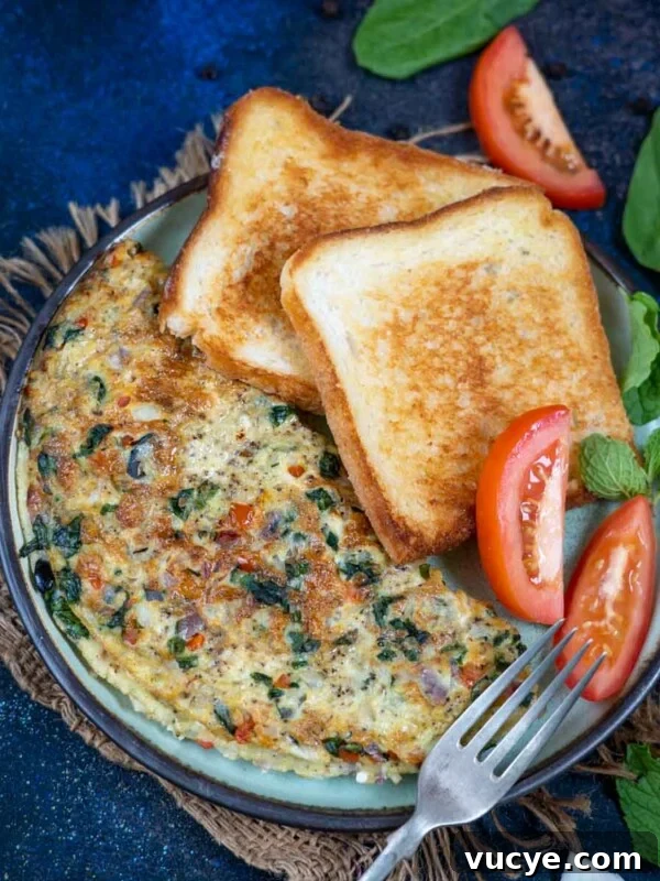Greek Omelette served for breakfast or brunch.