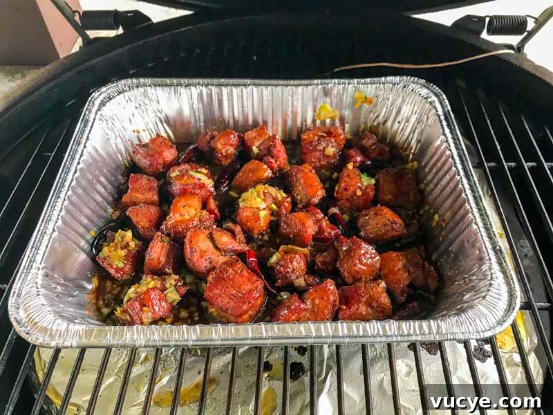 Smoked Kung Pao Pork Belly Burnt Ends Recipe for Big Green Egg 11 Kung Pao Smoked Pork Belly