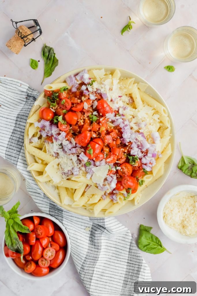 Creamy Caesar Pasta Salad with Crispy Croutons and Parmesan 11 Bruschetta Pasta Salad